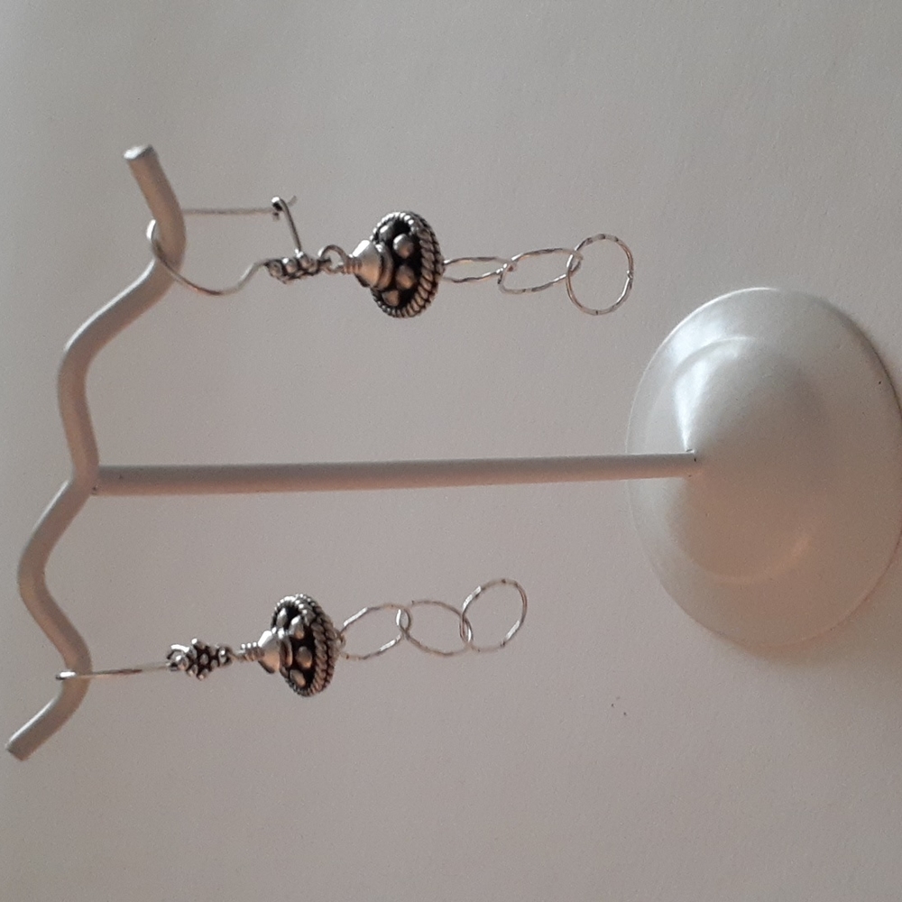 Dangly Ornate Sterling Silver Pierced Earrings A109 - Picture 3 of 13